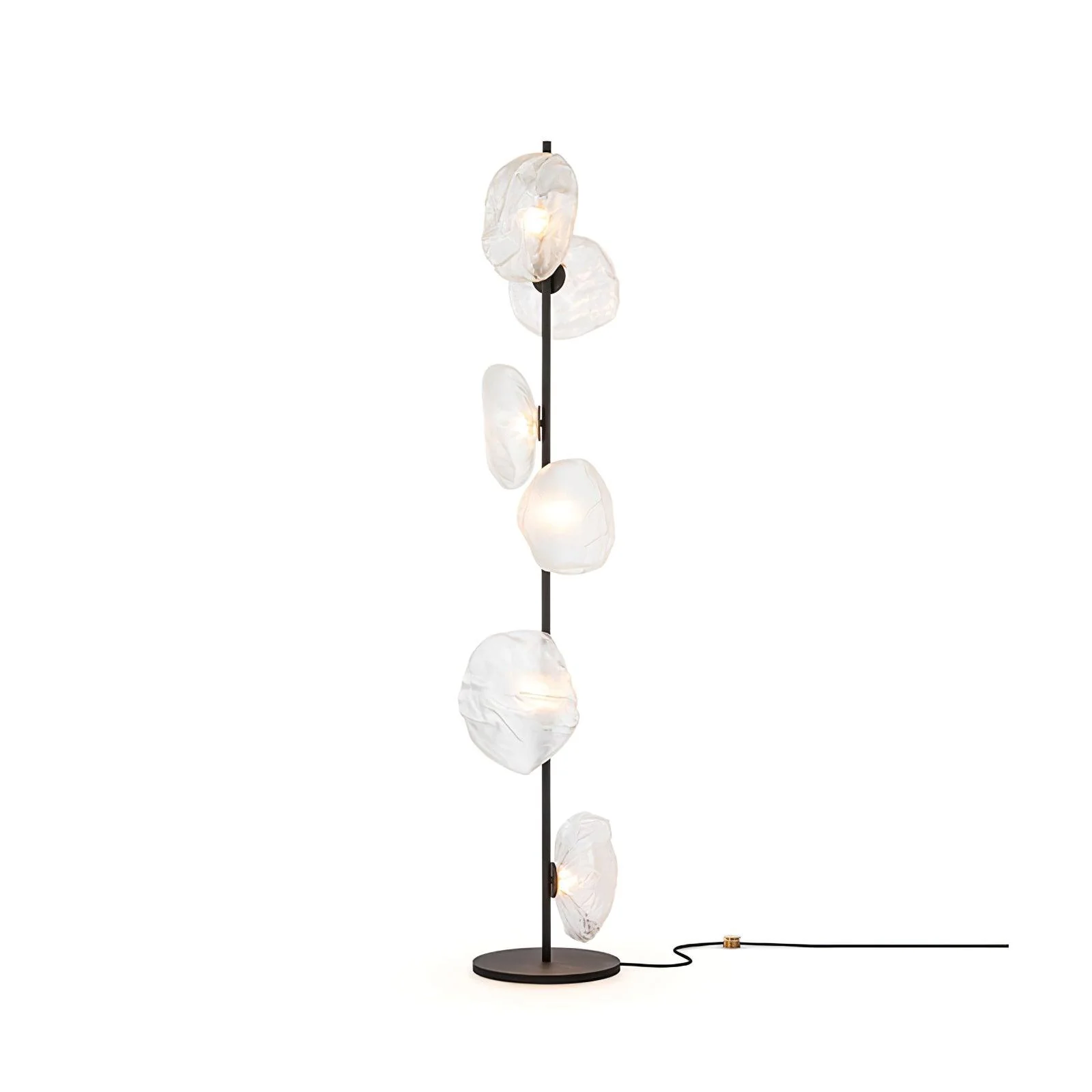 Glass Mesh Petals Floor Lamp - 6 heads ∅ 13.8″ x H 70.9″ / Dia 35cm x H 180cm / Gold+Smoke gray / UK plug