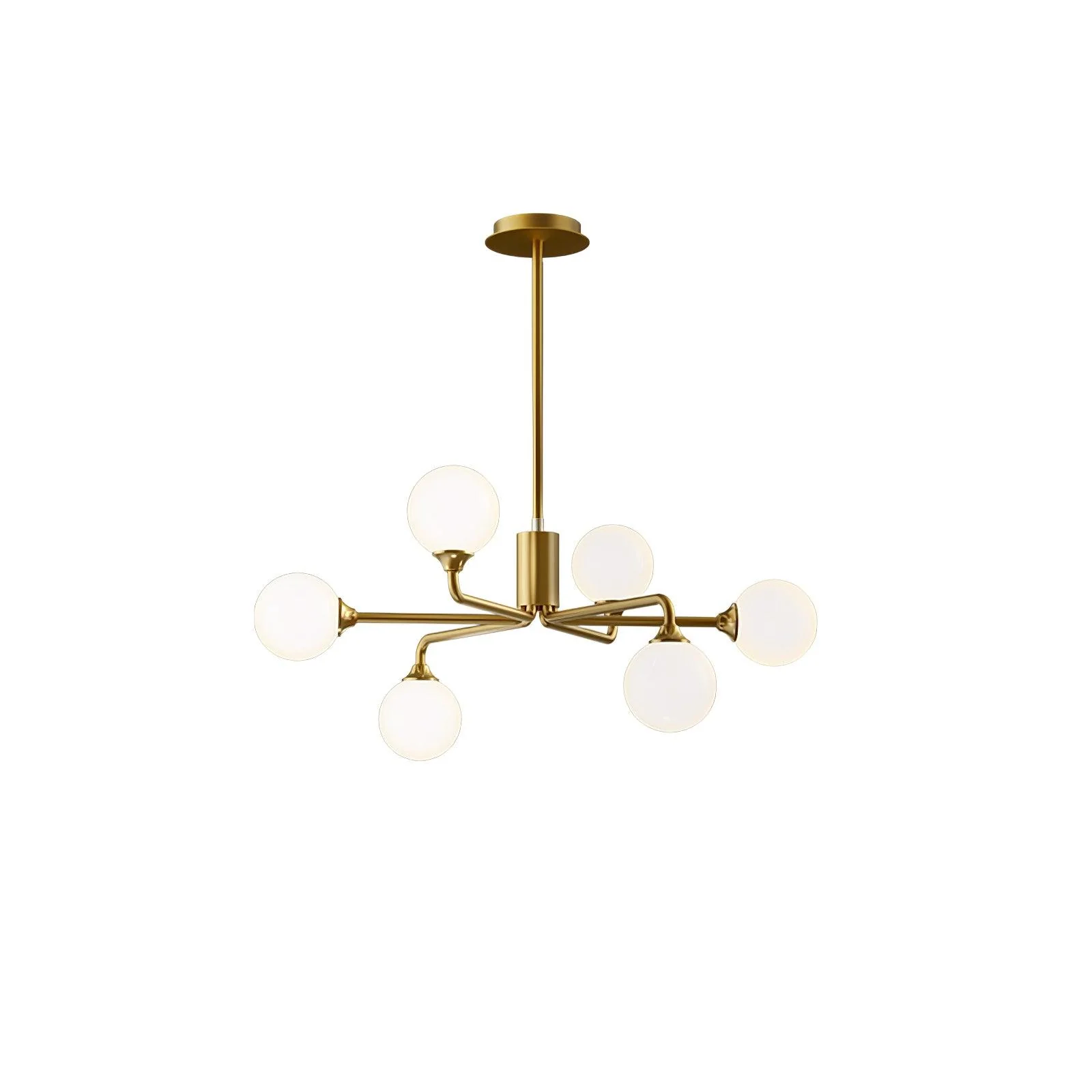 Люстра Staggered Glass Globes - 12 подвесов ∅113см x 29см, золотой, белый