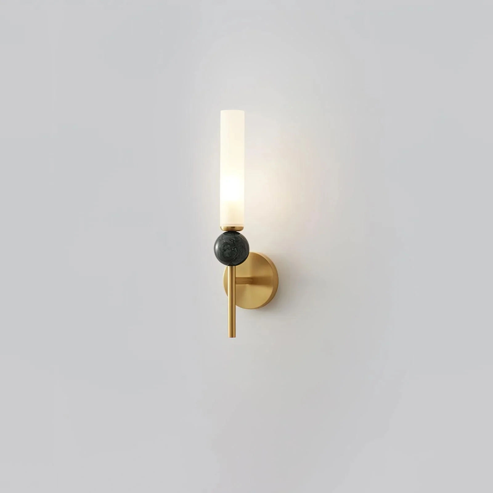 Настенный светильник Marble Vertical - модель C, ∅10см x 115см, черный, черный мраморный шар