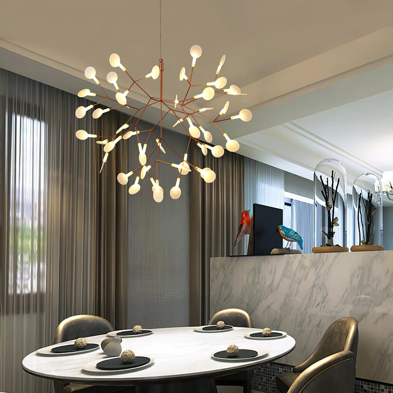 Люстра Rose Gold Firefly LED - 81 источник света ∅100см x 40см, розовое золото, холодный свет
