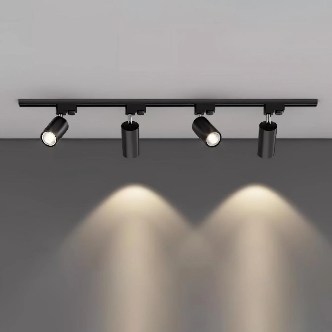 Трековый светильник Adjustable Spotlight - 3 источника света ∅100см x 11см, черный, золотой, теплый свет