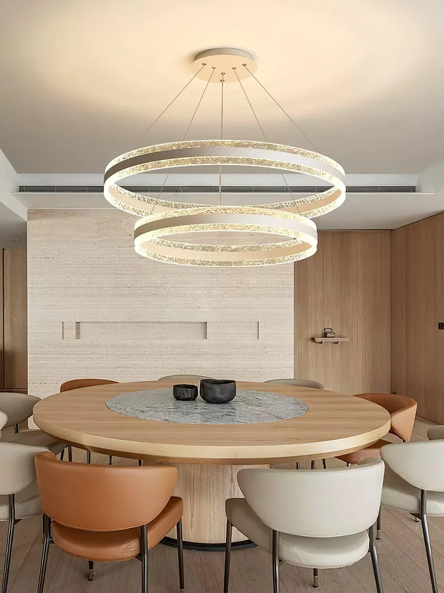 Люстра Modern Circle LED - один уровень ∅60см х 120см, белый, диммер, пульт ДУ