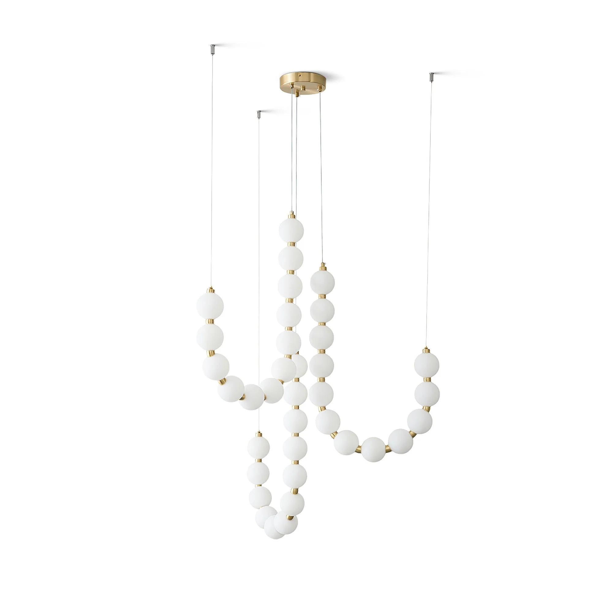 Люстра Glass Pearl Necklace - ∅56см x 90см, латунь, белый, холодный свет