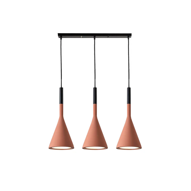 Подвесной светильник Conical Concrete - круглое крепление, 3 подвеса, зеленый