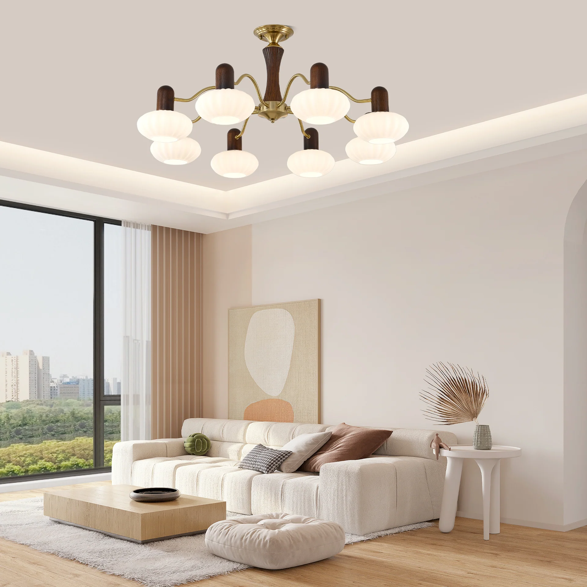Люстра Walnut Color Embrace - 3 плафона ∅72см x 40см, орех, золотой