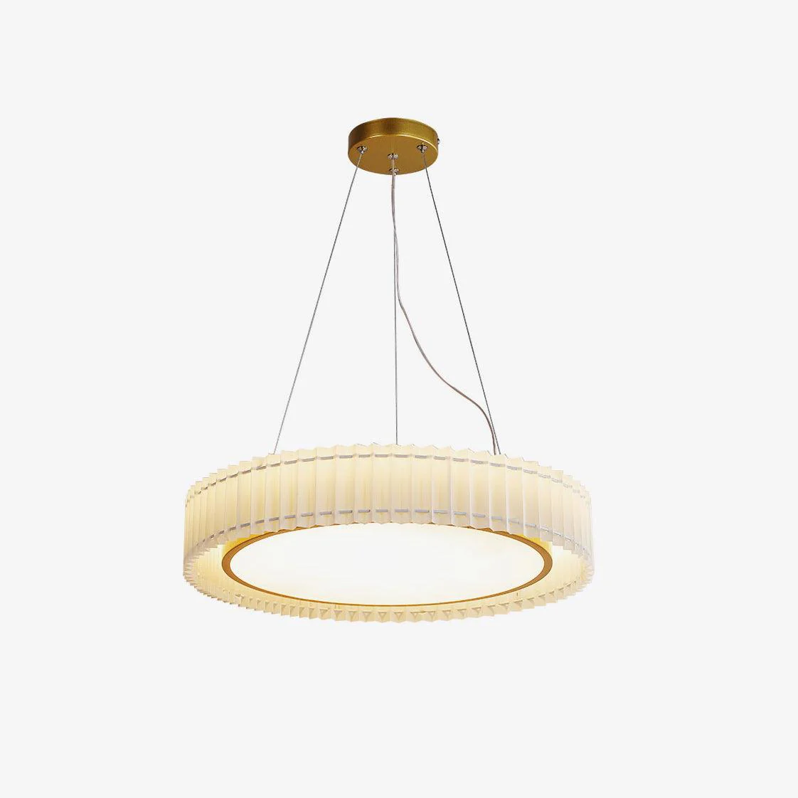 Подвесной светильник Round Pleated - ∅60см x 20см, золотой, бежевый, теплый свет