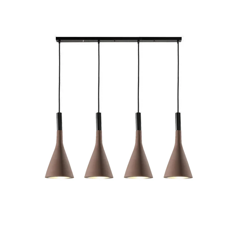 Подвесной светильник Conical Concrete - круглое крепление, 3 подвеса, зеленый