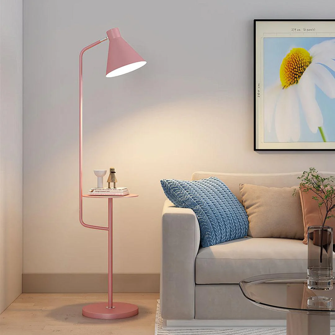 Macaroon Floor Lamp - Model B Marble table: W 11″ x H 59.1″ / Pink / UK plug
