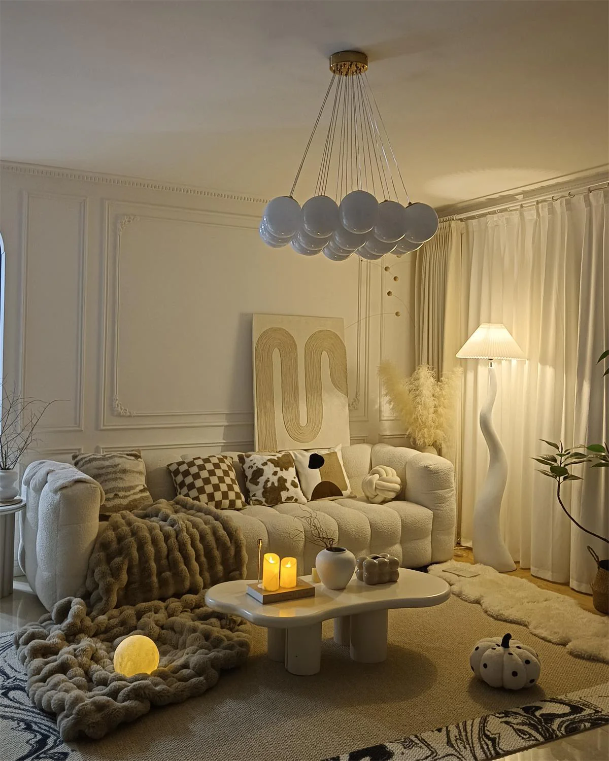 Twisted Pleated Floor Lamp - ∅ 17.7″ x H 64.9″/ Dia 45cm x H 165cm / White / US plug