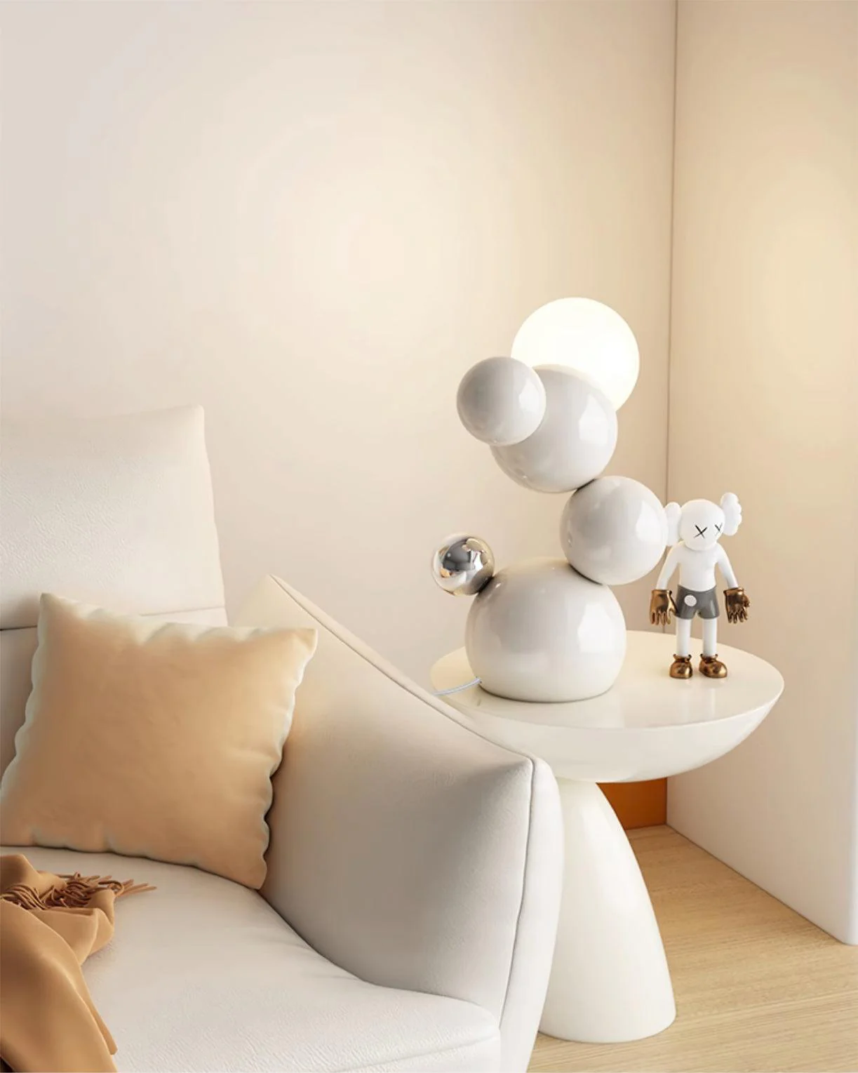 Regina Table Lamp - L 21.5cm x W 20cm x H 37cm / L 8.5″ x W 7.9″ x H 14.6″ / White / AU plug