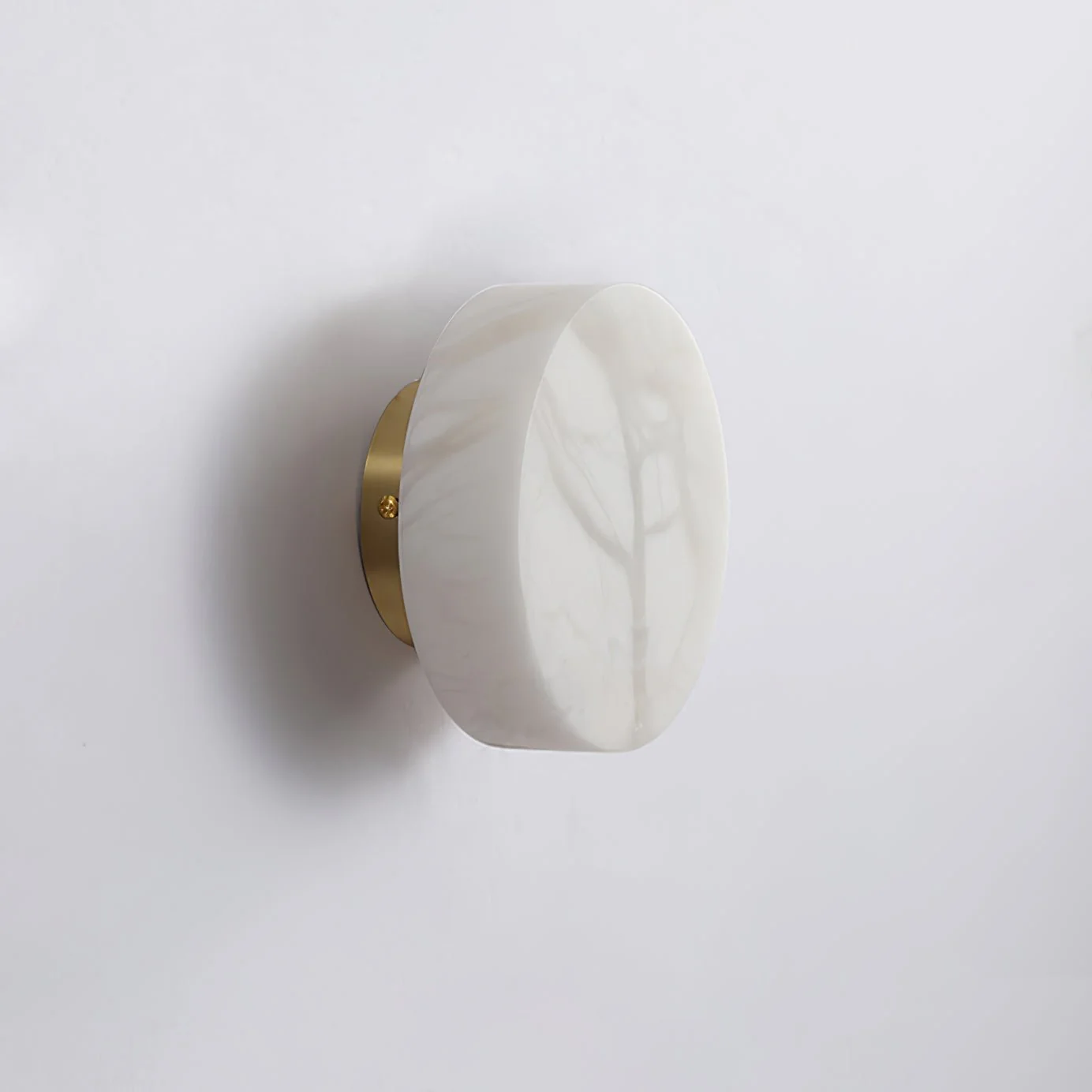 Настенный светильник Cylindrical Alabaster - ∅18см х 7см, черный, белый, теплый свет