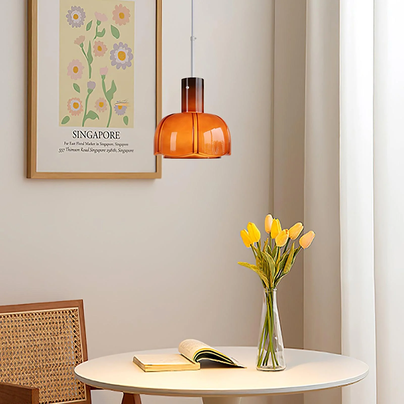 Подвесной светильник Lumina Petal Glass - ∅26см x 40см, коричневый