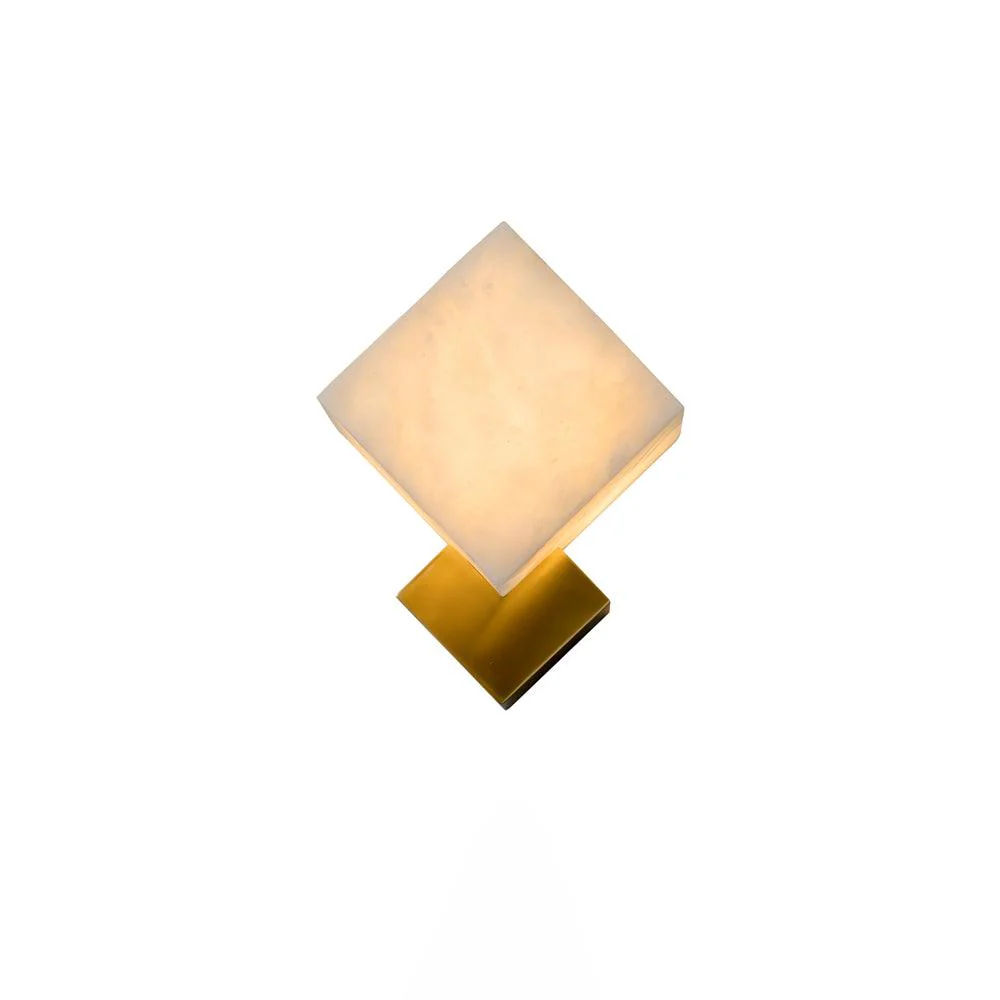 Block Alabaster Wall Sconce - Set of 2 / Brass & White