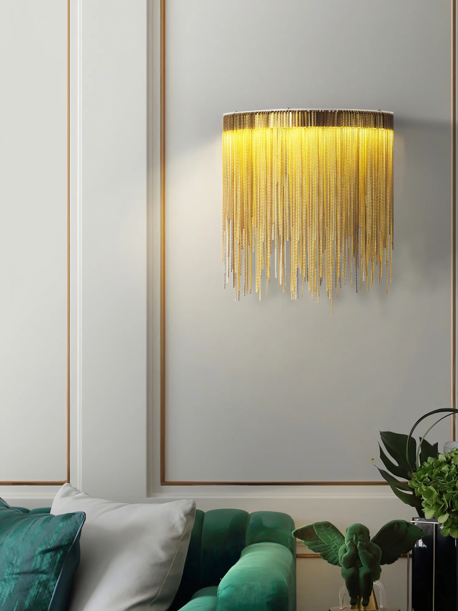 Настенный светильник Cadena Tassel - 26см x 27см, золотой, теплый свет