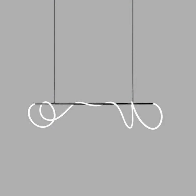Люстра Flexible Linear Curve - 150см x 2см x 32см, черный, белый, с диммером