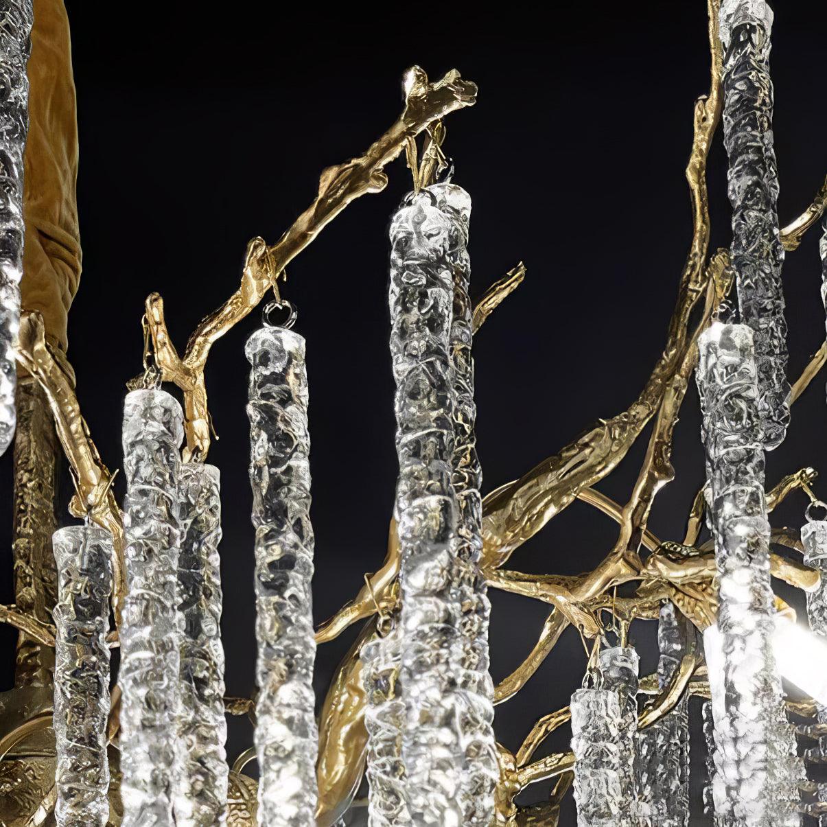 Люстра Crystal Icicles Branch Brass - ∅120см x 45см x 40см, латунь, прозрачный кристалл