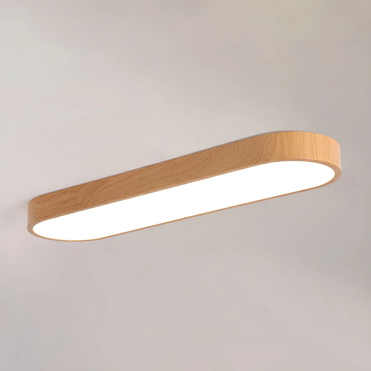Потолочный светильник Mila Round Flush Mount - 24см x 6см x 2см, дерево, белый, теплый свет