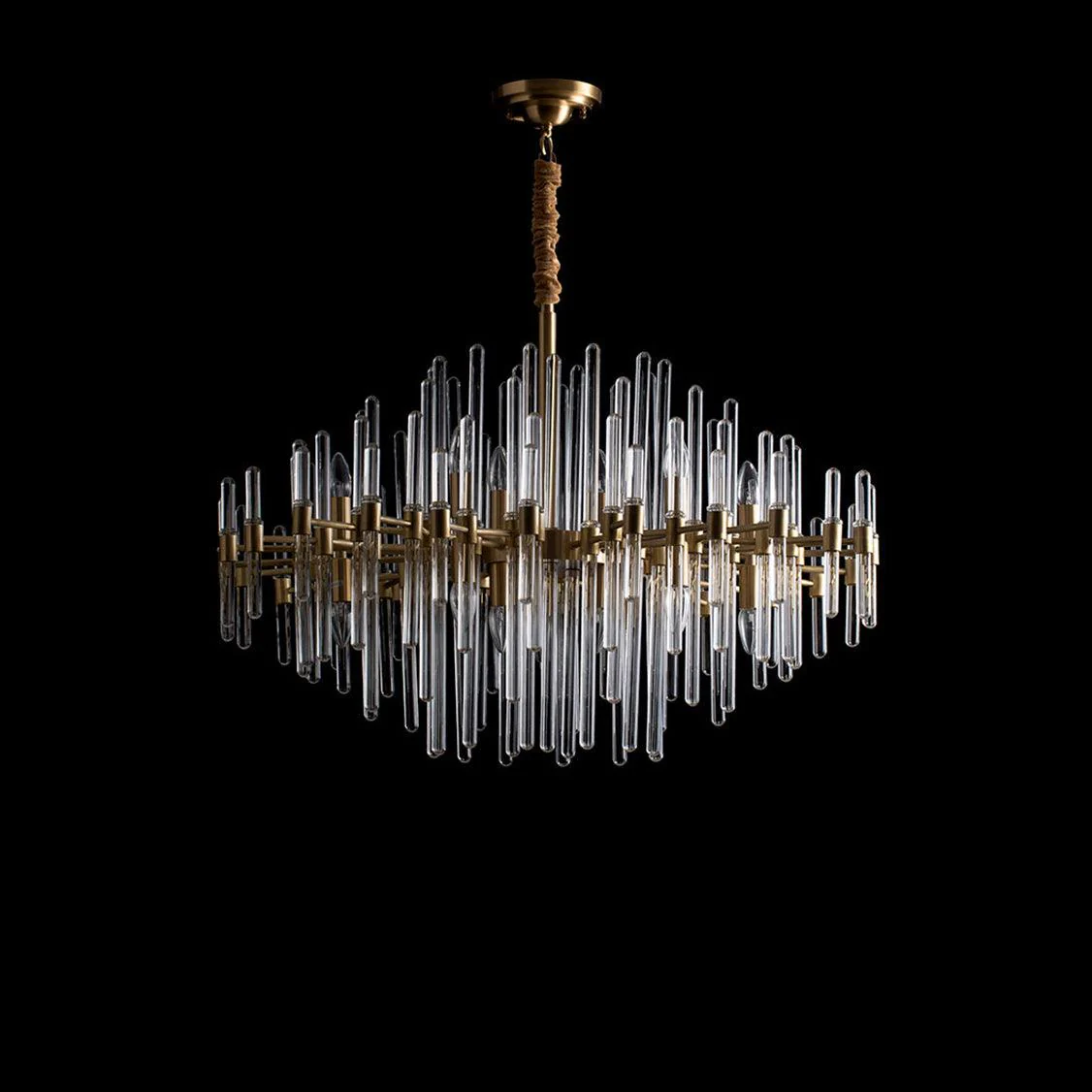 Люстра Vintage Antique Brass - 10 плафонов ∅62см х 60см, латунь, прозрачный кристалл