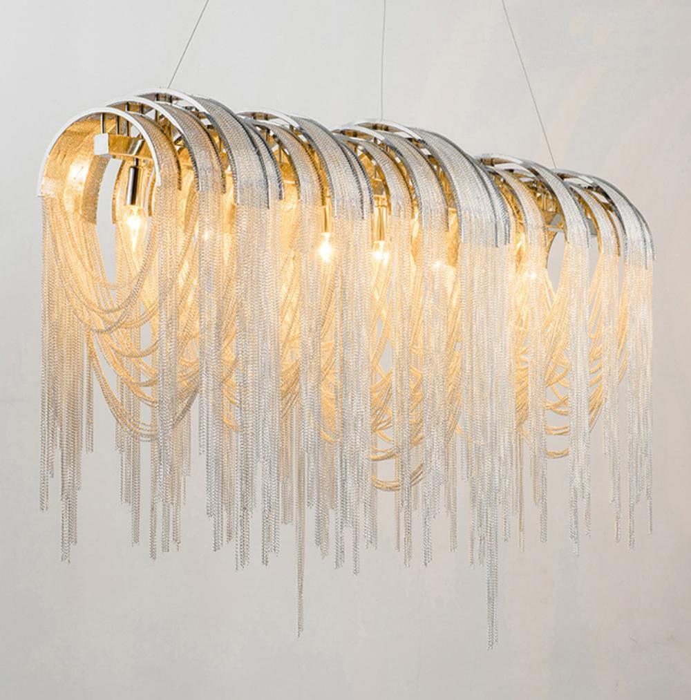 Люстра Length Chains - длинная, 181см x 42см x 78см, розовое золото