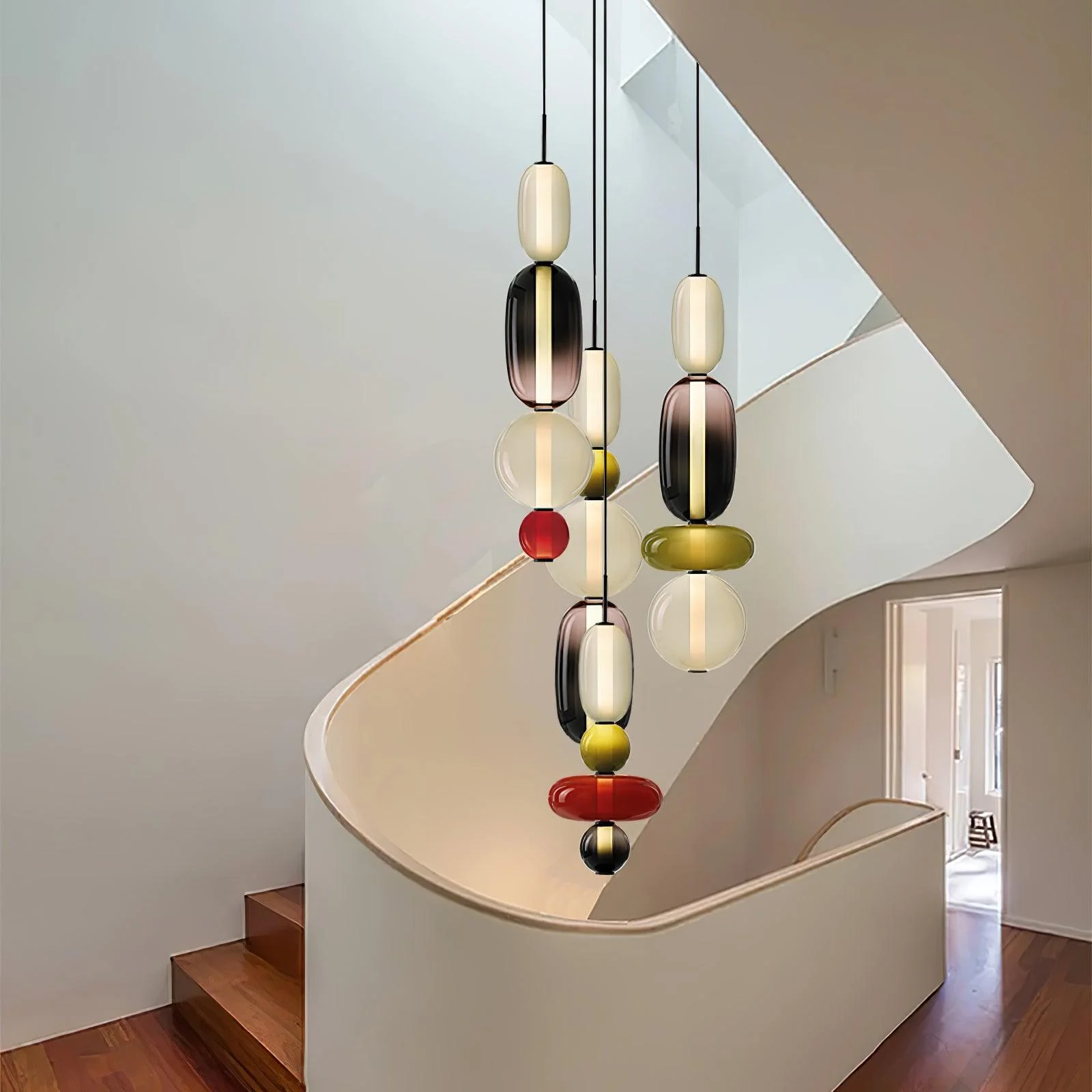 Подвесной светильник Candied Glass - модель B, ∅16см x 55см, зеленый, теплый свет, диммер