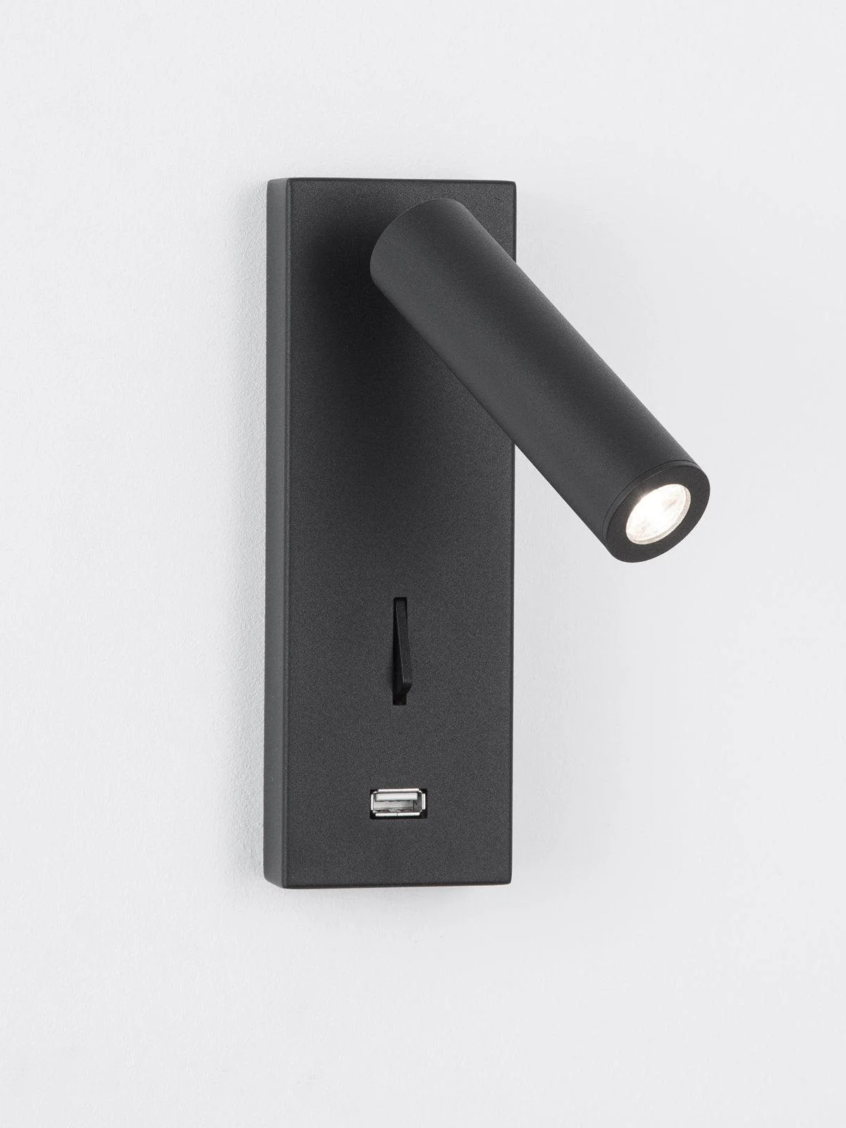 Настенный светильник Black Bedside USB - ∅8см x 18см, черный