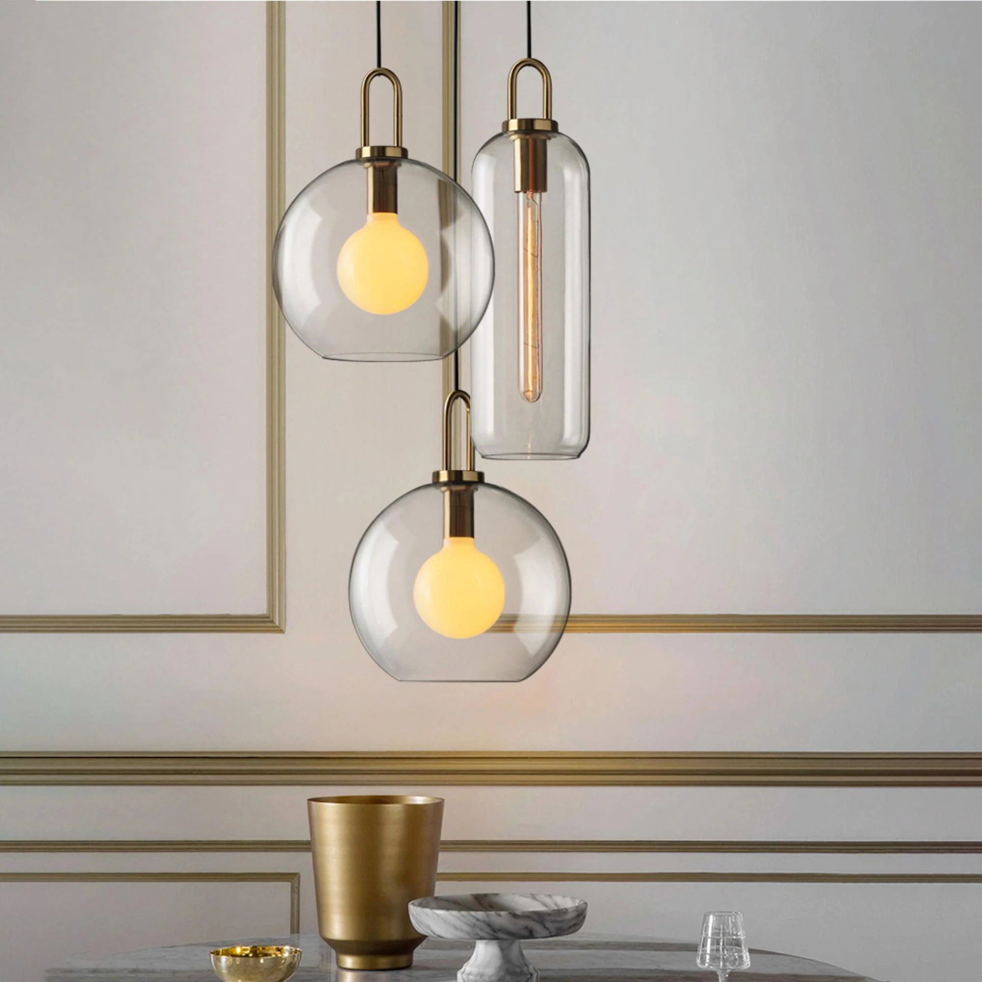 Подвесной светильник Glass Pendant Swag - ∅25см х 34см, прозрачное стекло