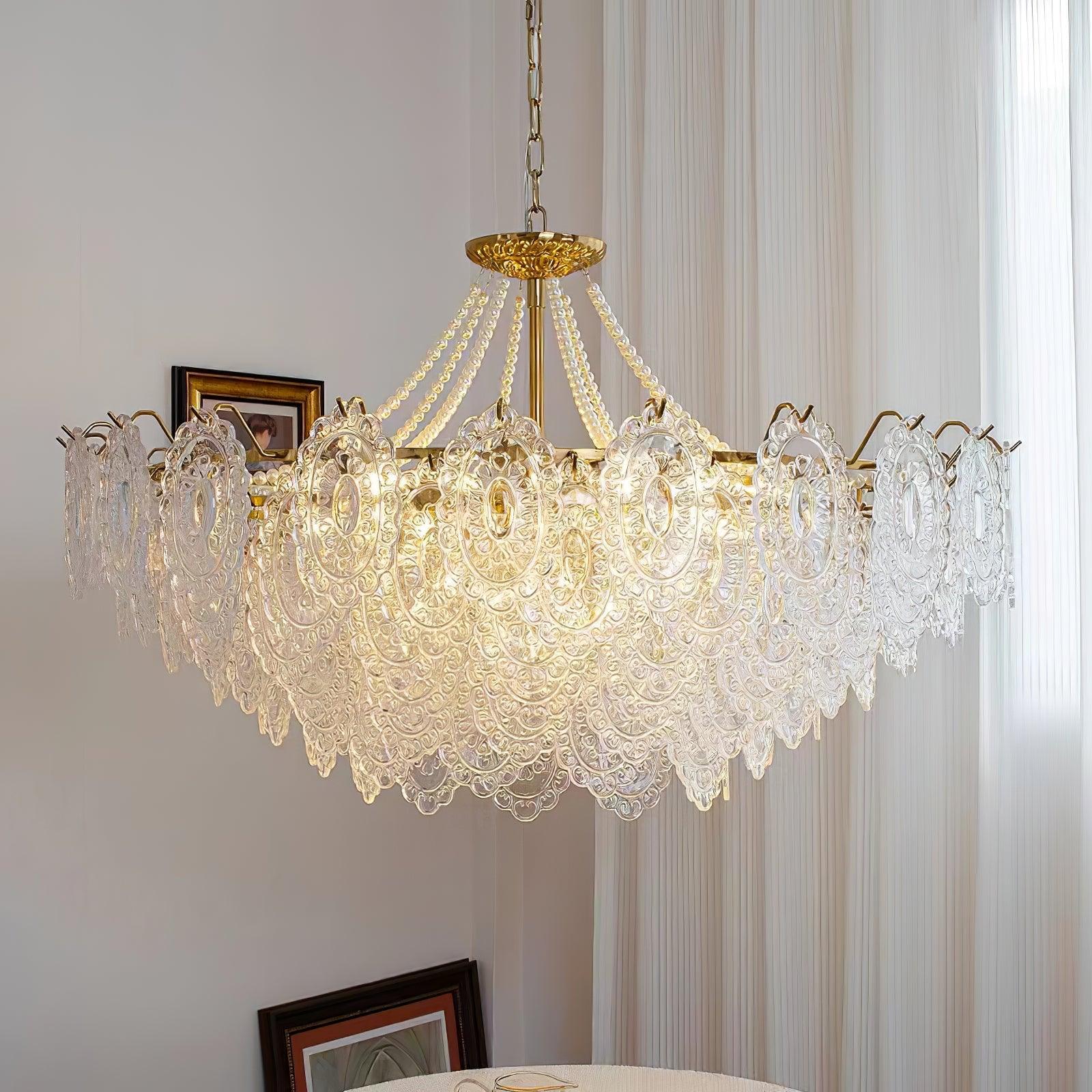 Люстра Pearls Glass - ∅50см x 26см, золотой, прозрачный