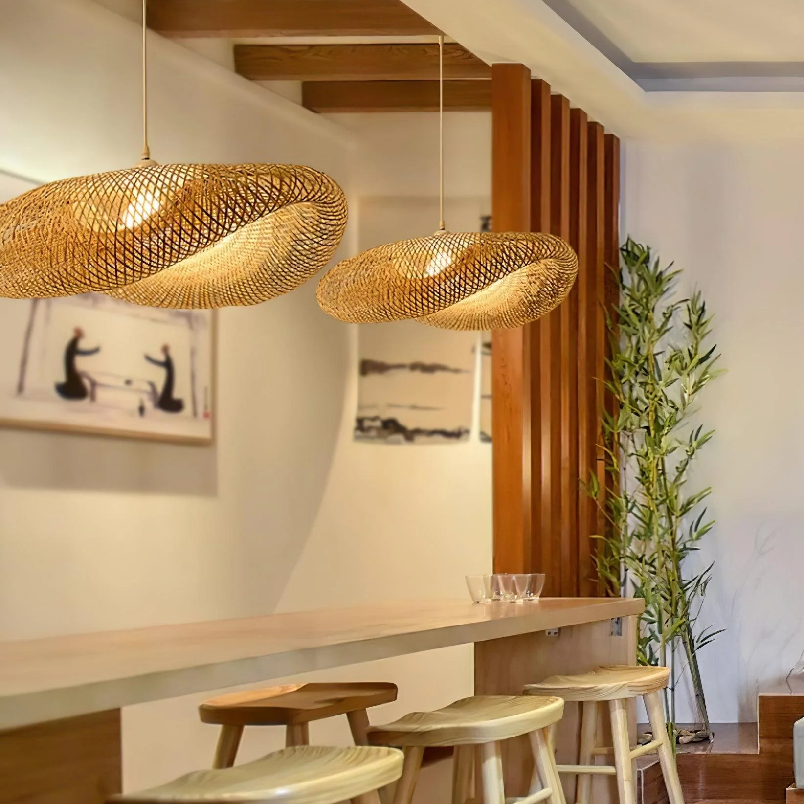 Подвесной светильник Bamboo Weaving - ∅60см x 150см, бамбук, натуральный цвет