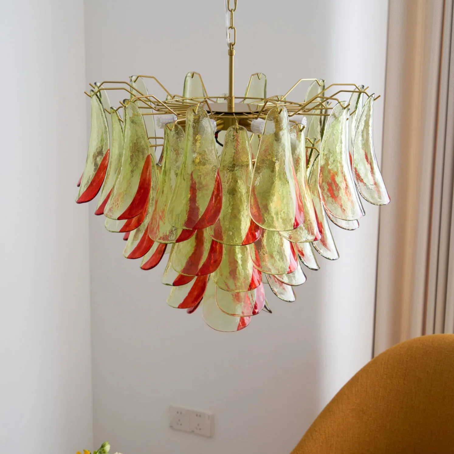Люстра Emerald Flame Murano Glass - ∅75см х 75см, зеленый, золотой
