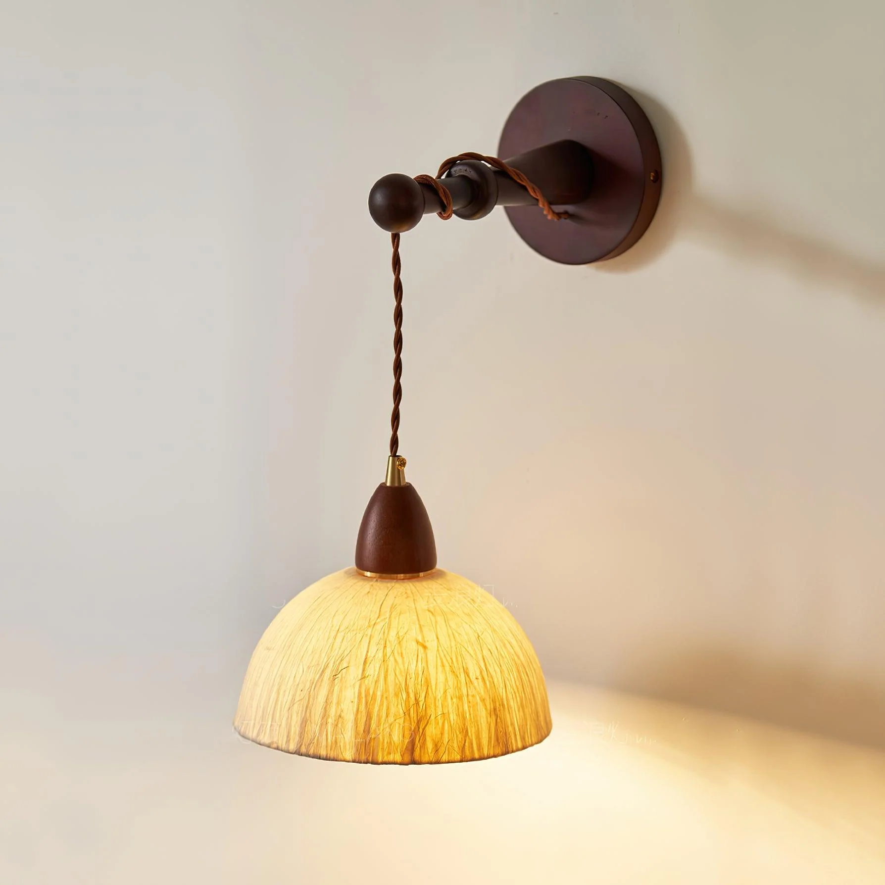 Soren Wall Lamp - ∅ 7.9″ x W 8.7″ x H 7.5″ Set of 2 / Walnut color＆White
