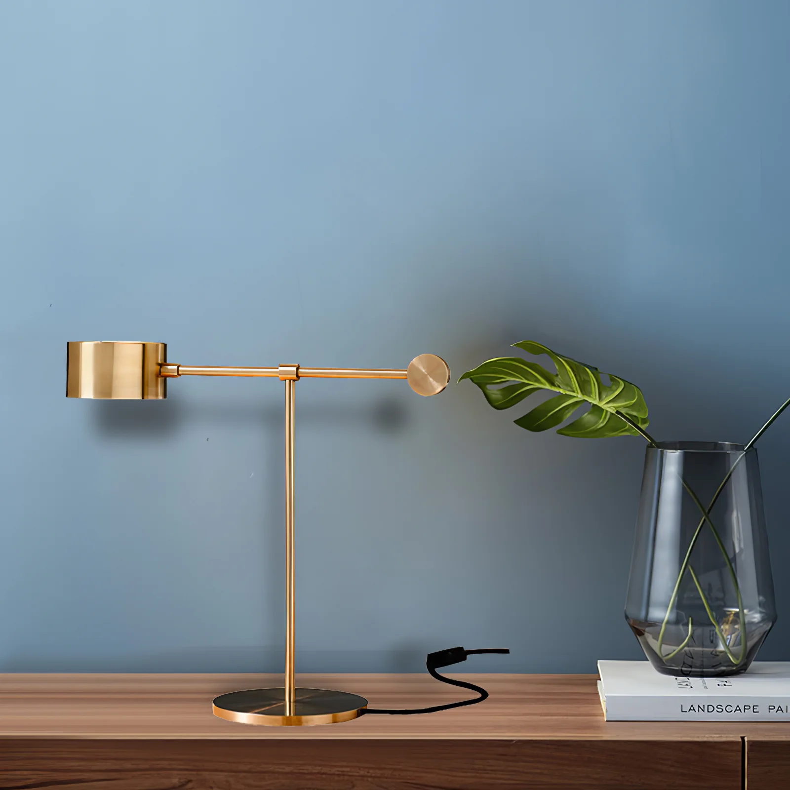 Lever Office Table Light - L 19.7″ x H 16.9″  / L 50cm x H 43cm / Gold / US plug