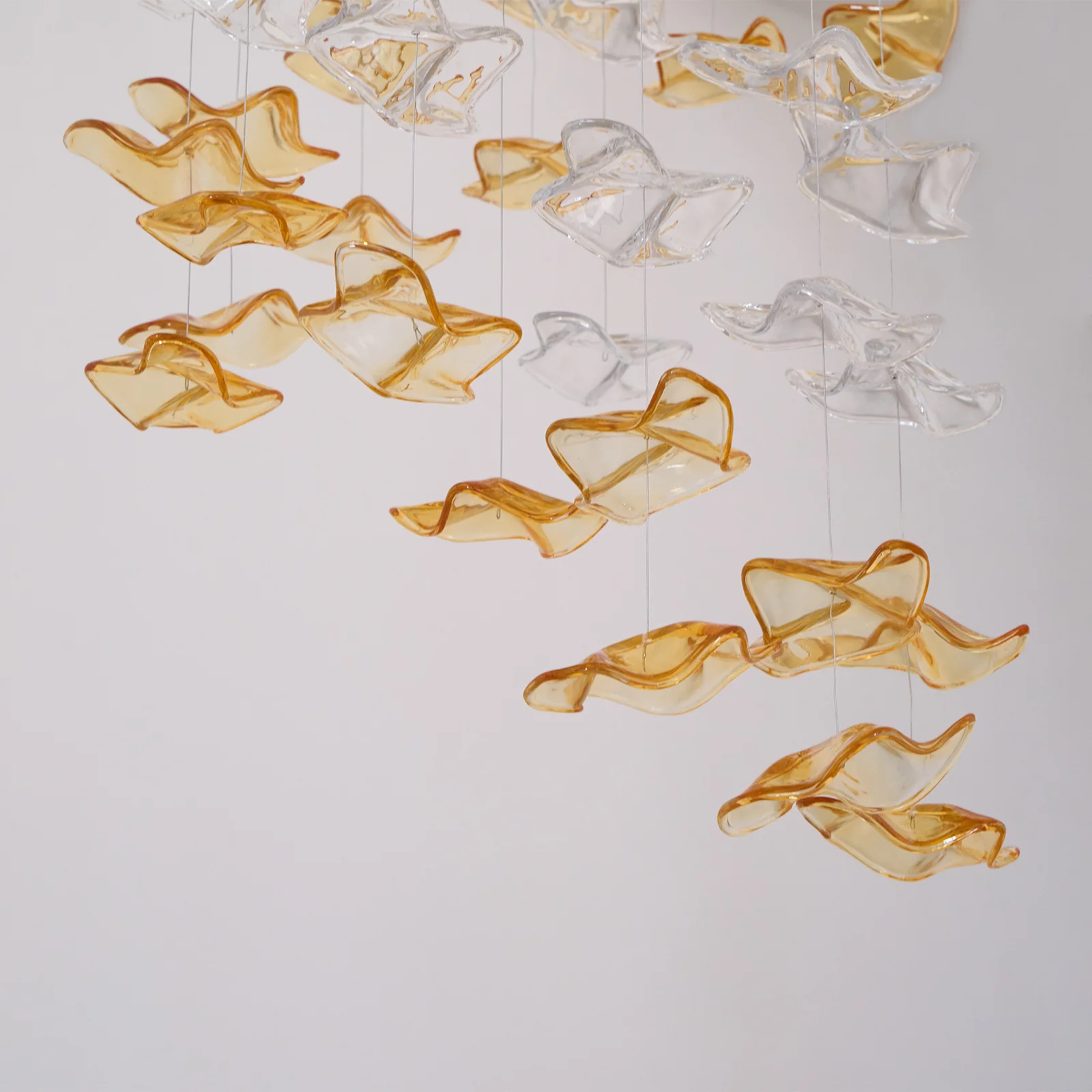 Люстра Tidal Art Glass - 240см x 60см x 200см, прозрачный, золотой, теплый свет