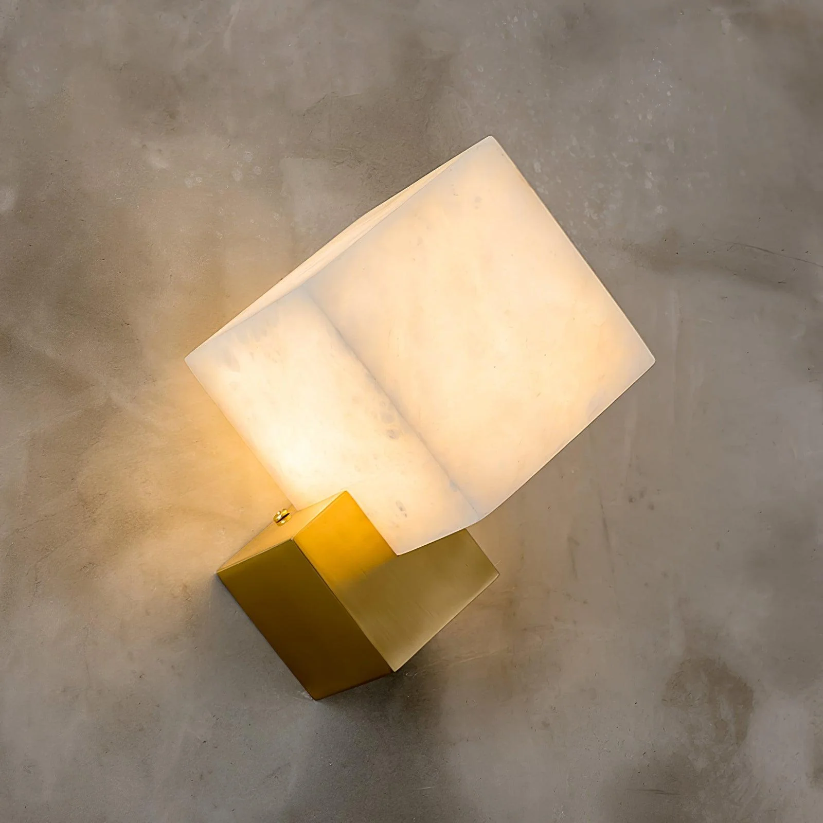 Block Alabaster Wall Sconce - Set of 2 / Brass & White