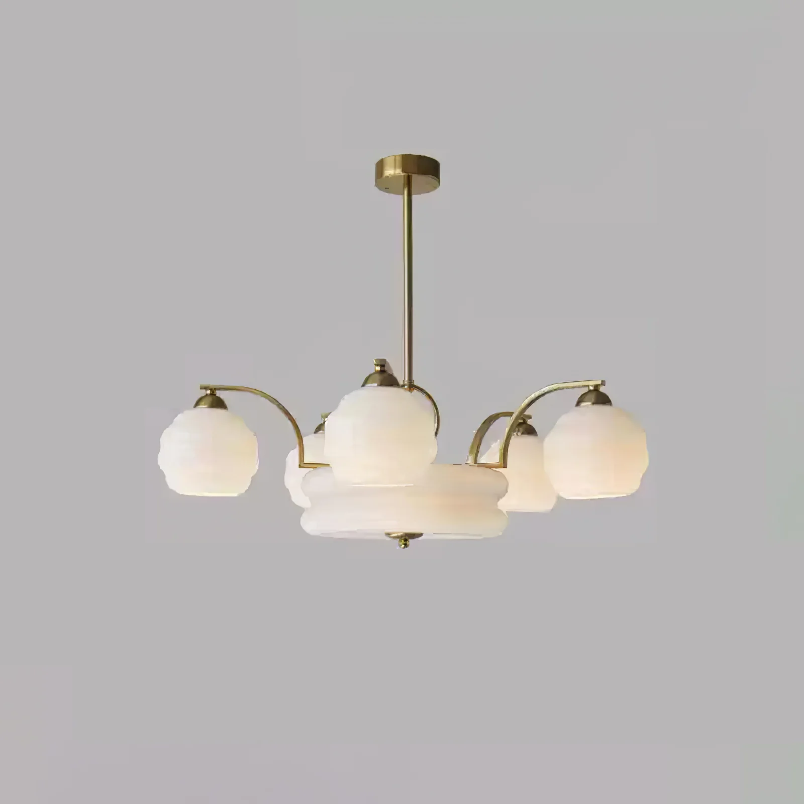 Люстра Art Deco Vintage - 3+1 плафона ∅62см x 28см, золотой, белый