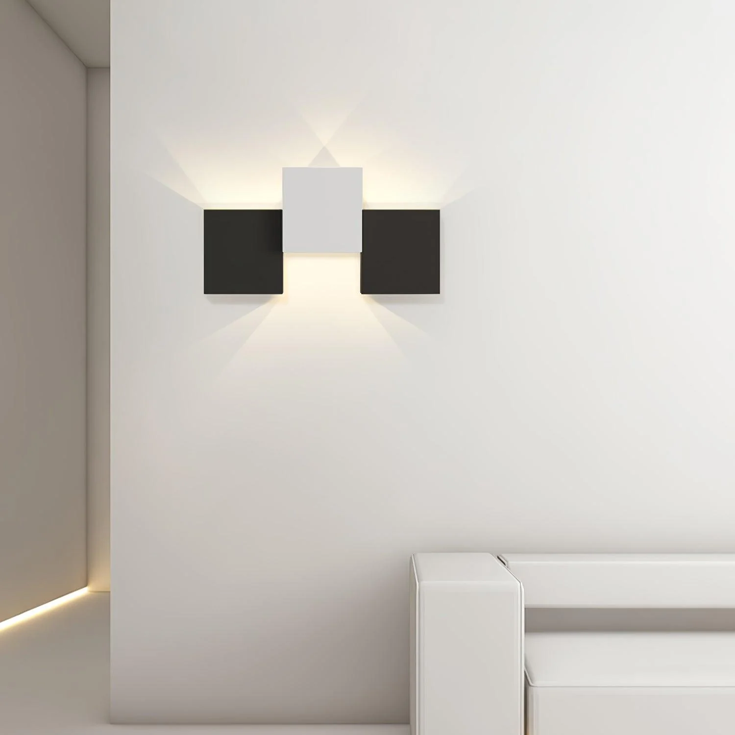 Piano Key Wall Light - ∅ 11″ x H 8.9″ / Dia 28cm x H 22.5cm Set of 2 / Black & White / Three-Color Changing Light