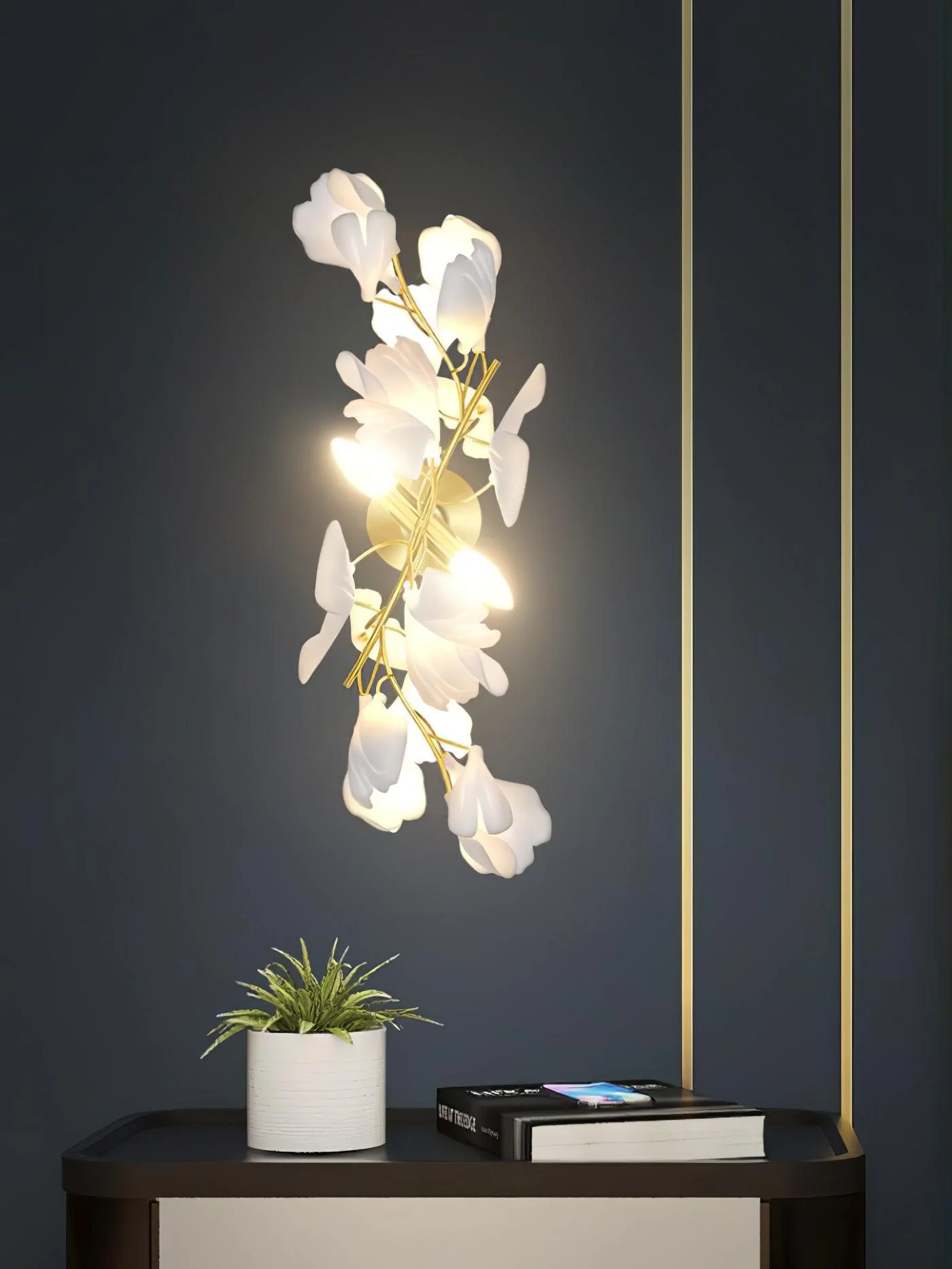 Настенный светильник Gingko Flowers Plug-in - ∅30см x 60см, золотой, белый