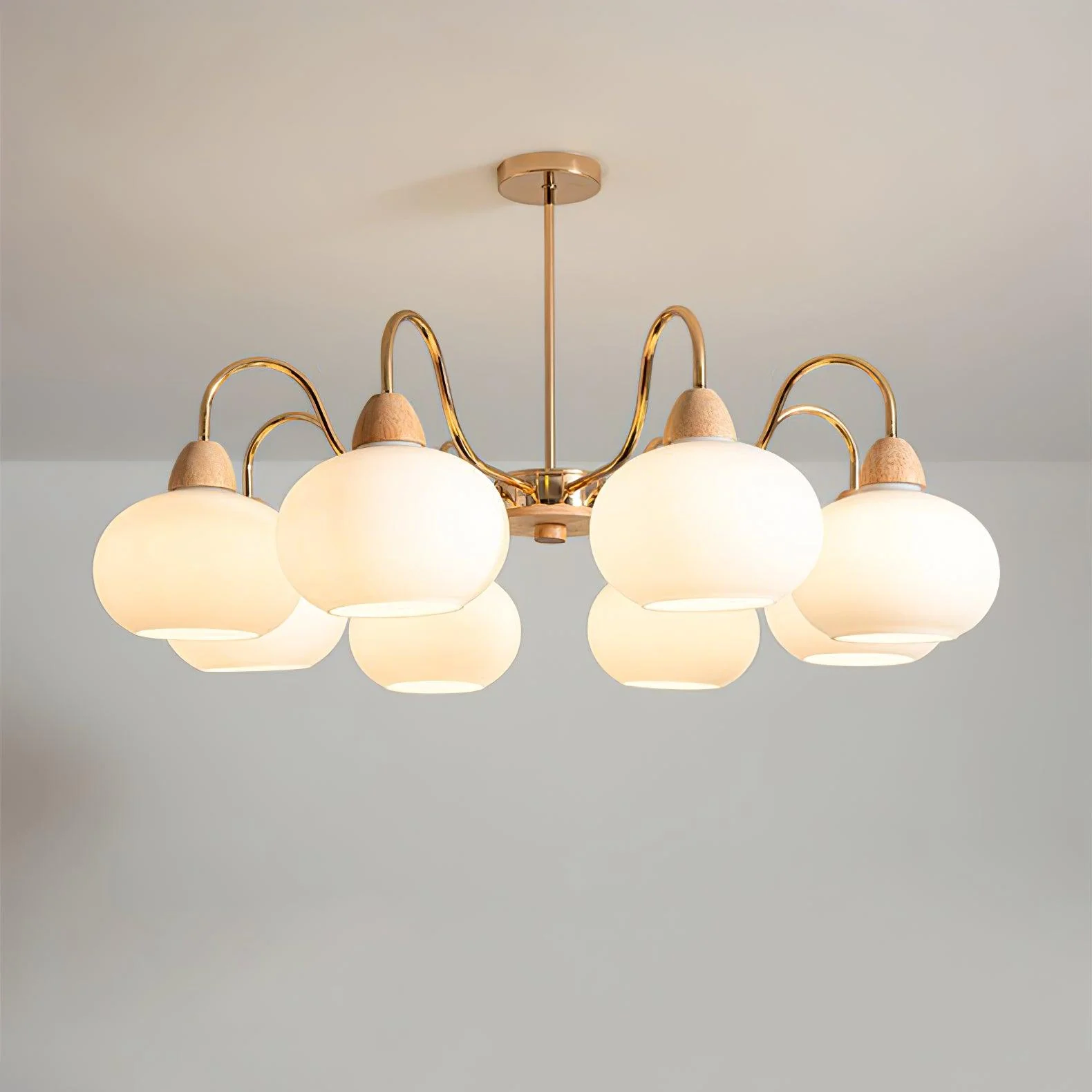 Люстра Glass Persimmon - 5 плафонов ∅66см x 34см, золотой, белое стекло