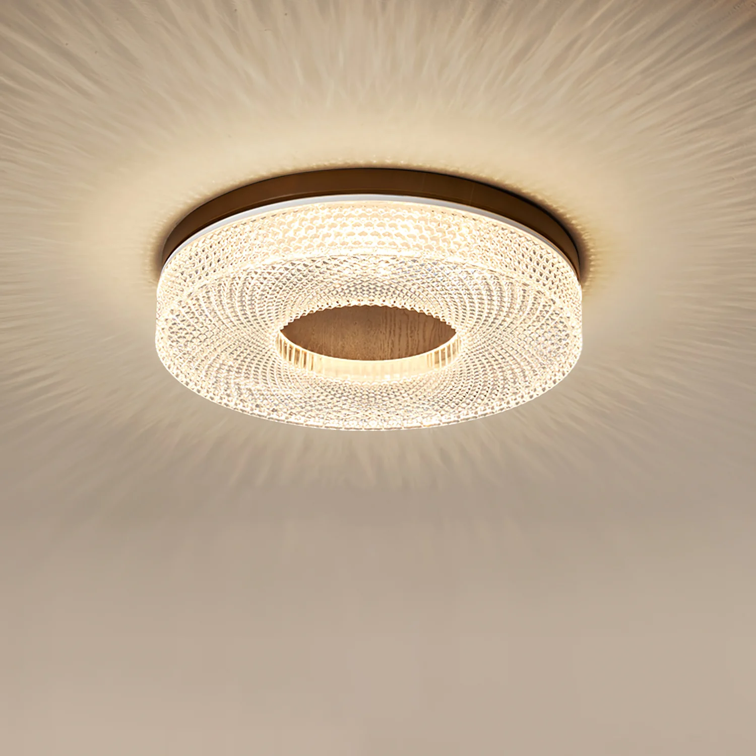 Потолочный светильник Acrylic Halo Round - ∅40см x 8см, орех, холодный свет