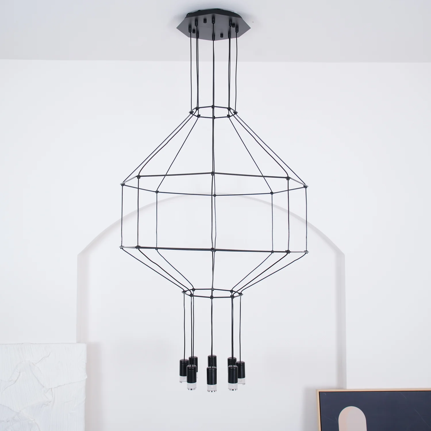 Люстра Lines - 46 подвесов ∅90см x 200см, черный