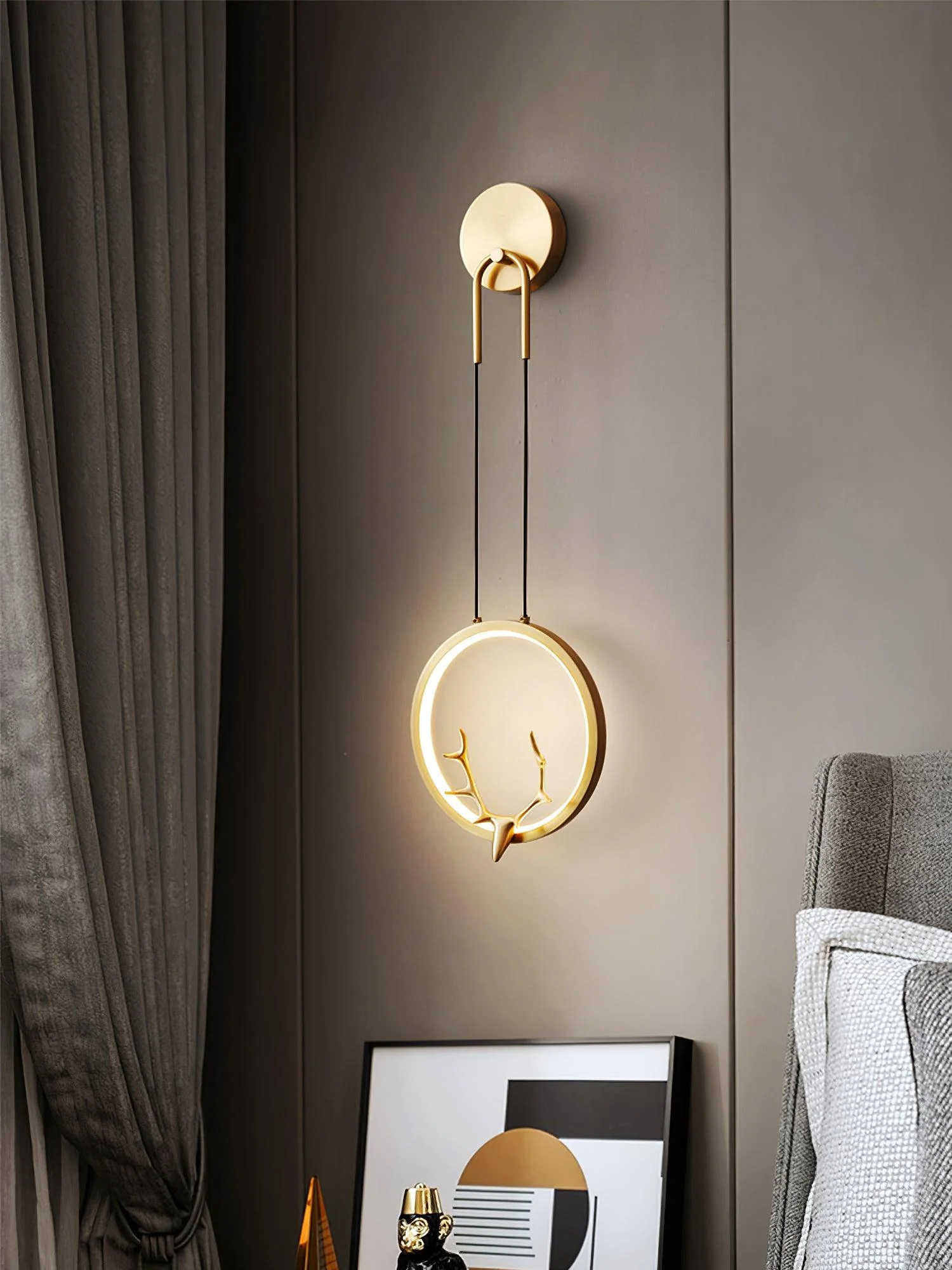 Golden Antler Wall Light - Set of 2 / Brass / Three-color changing light