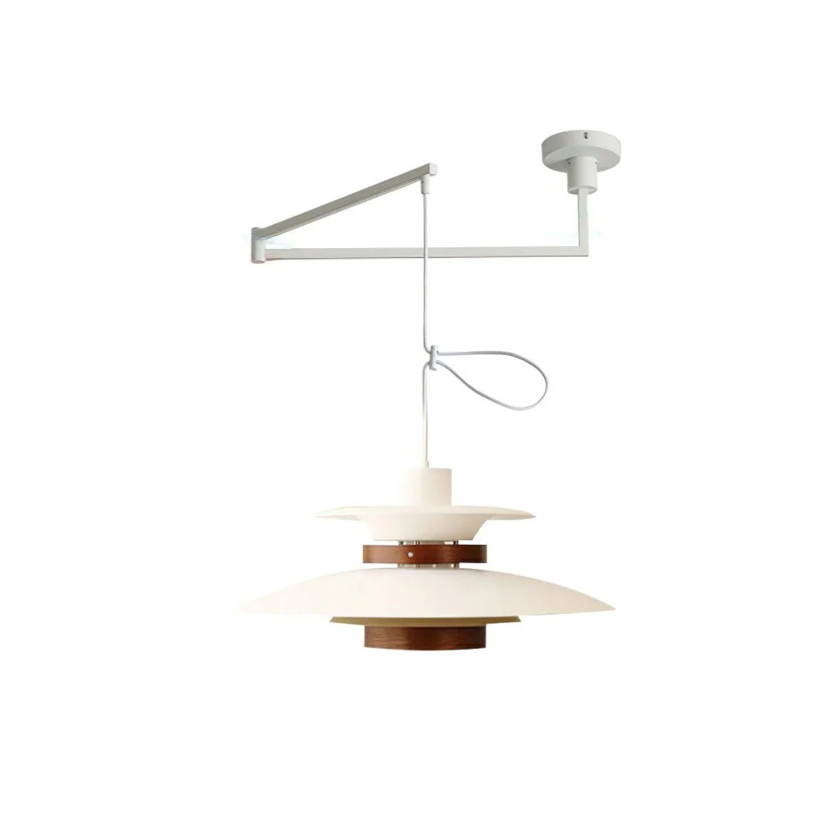 Подвесной светильник Mercero Swing Arm - ∅35см x 20см, бежевый, орех
