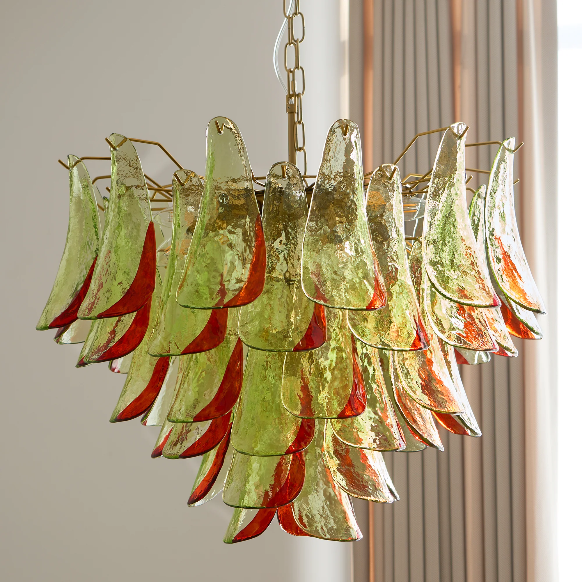 Люстра Emerald Flame Murano Glass - ∅75см х 75см, зеленый, золотой