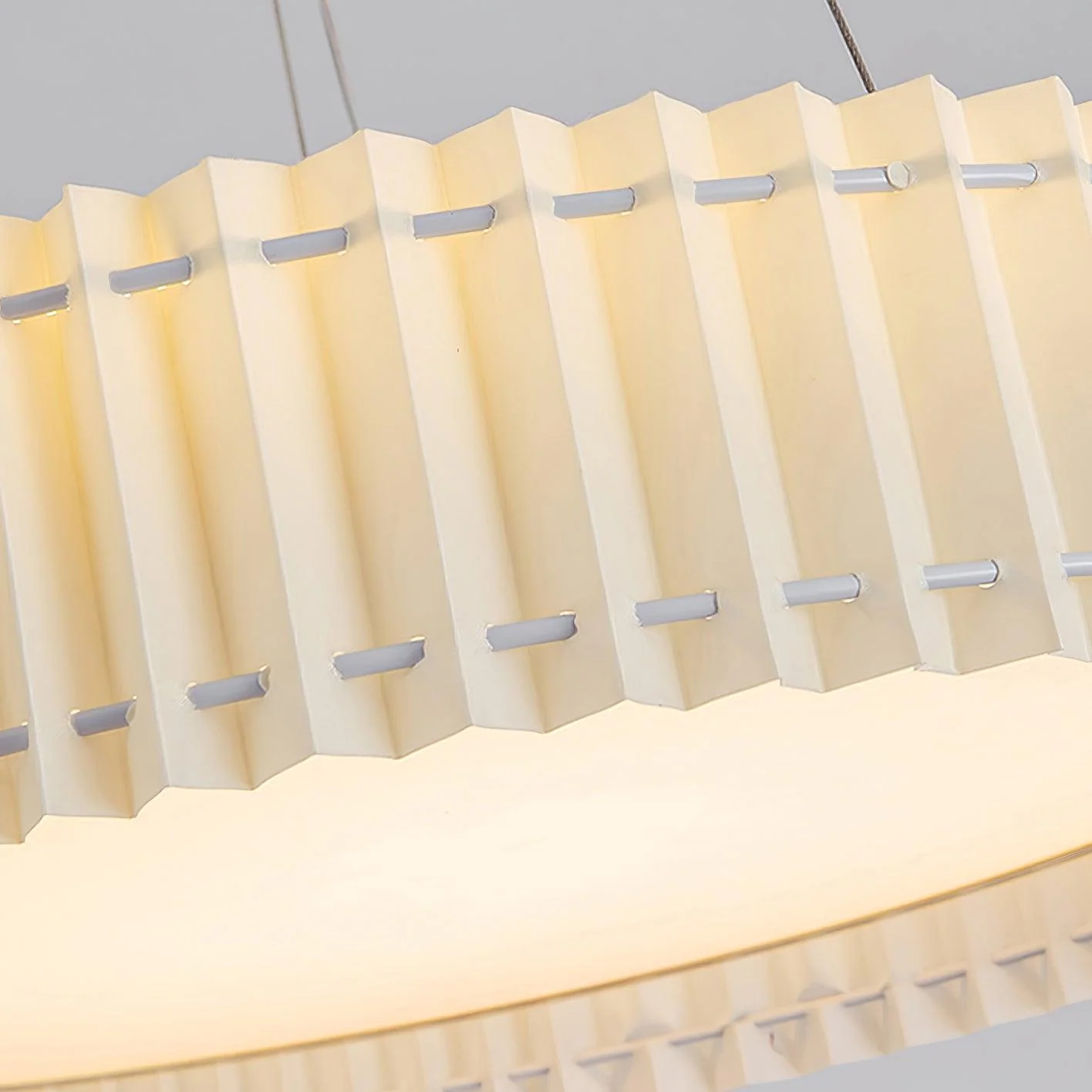 Подвесной светильник Round Pleated - ∅60см x 20см, золотой, бежевый, теплый свет