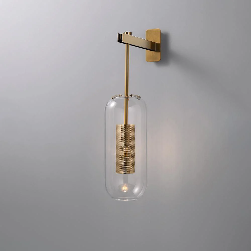 Vadim Glass Wall Lamp - ∅ 9.8″ x H 23.6″ / Dia 25cm x H 60cm Set of 2 / Black & Clear glass