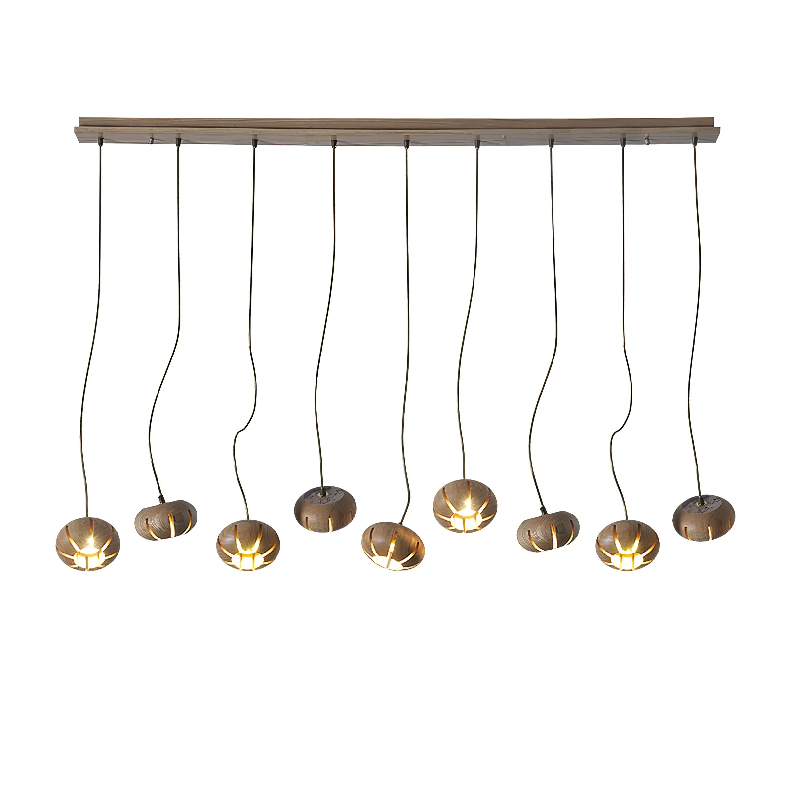 Люстра Wood Pumpkin Cluster - 19 плафонов ∅60см х 95см, орех