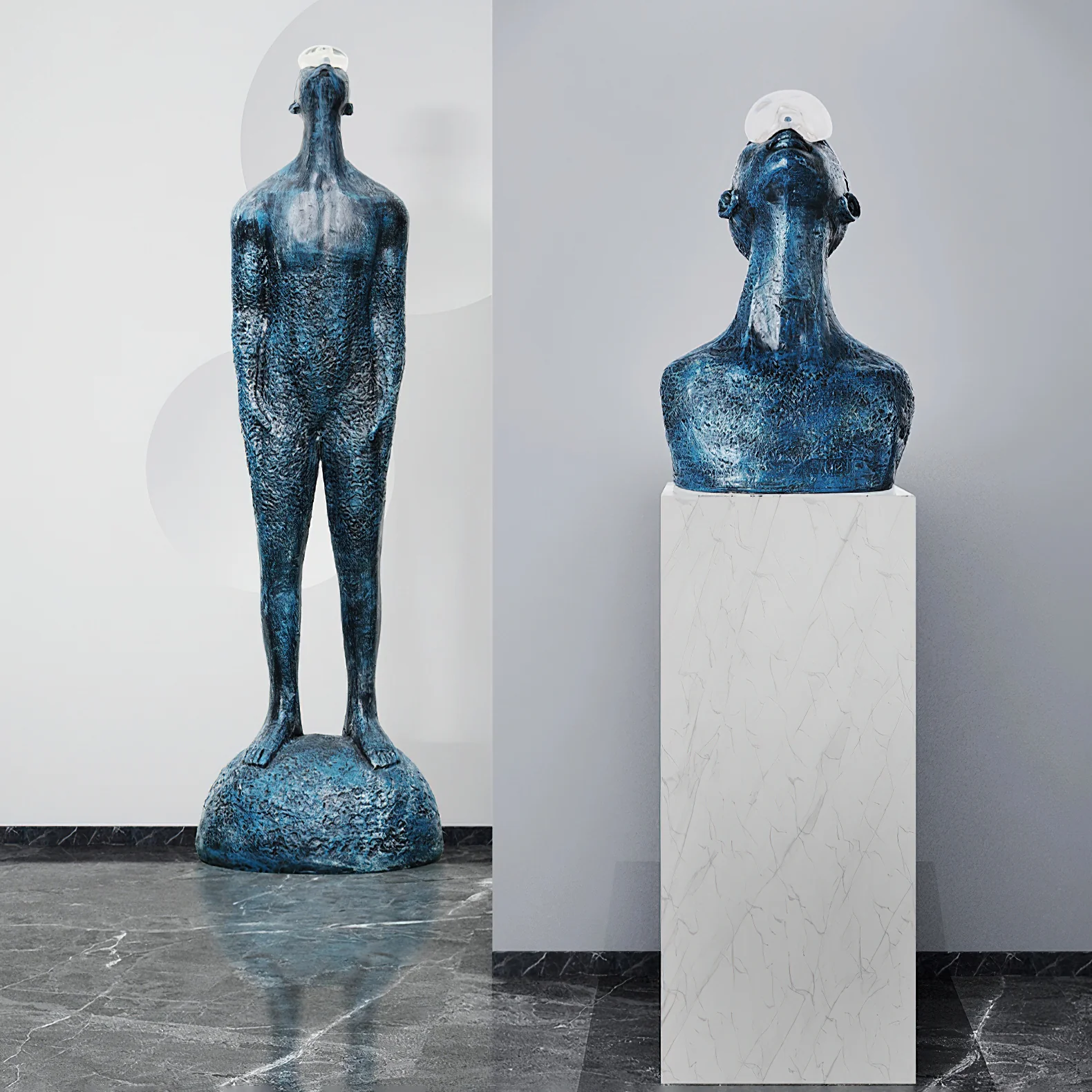 Напольное украшение Atlas Guardian Sculpture - ∅35см x 150см, синий