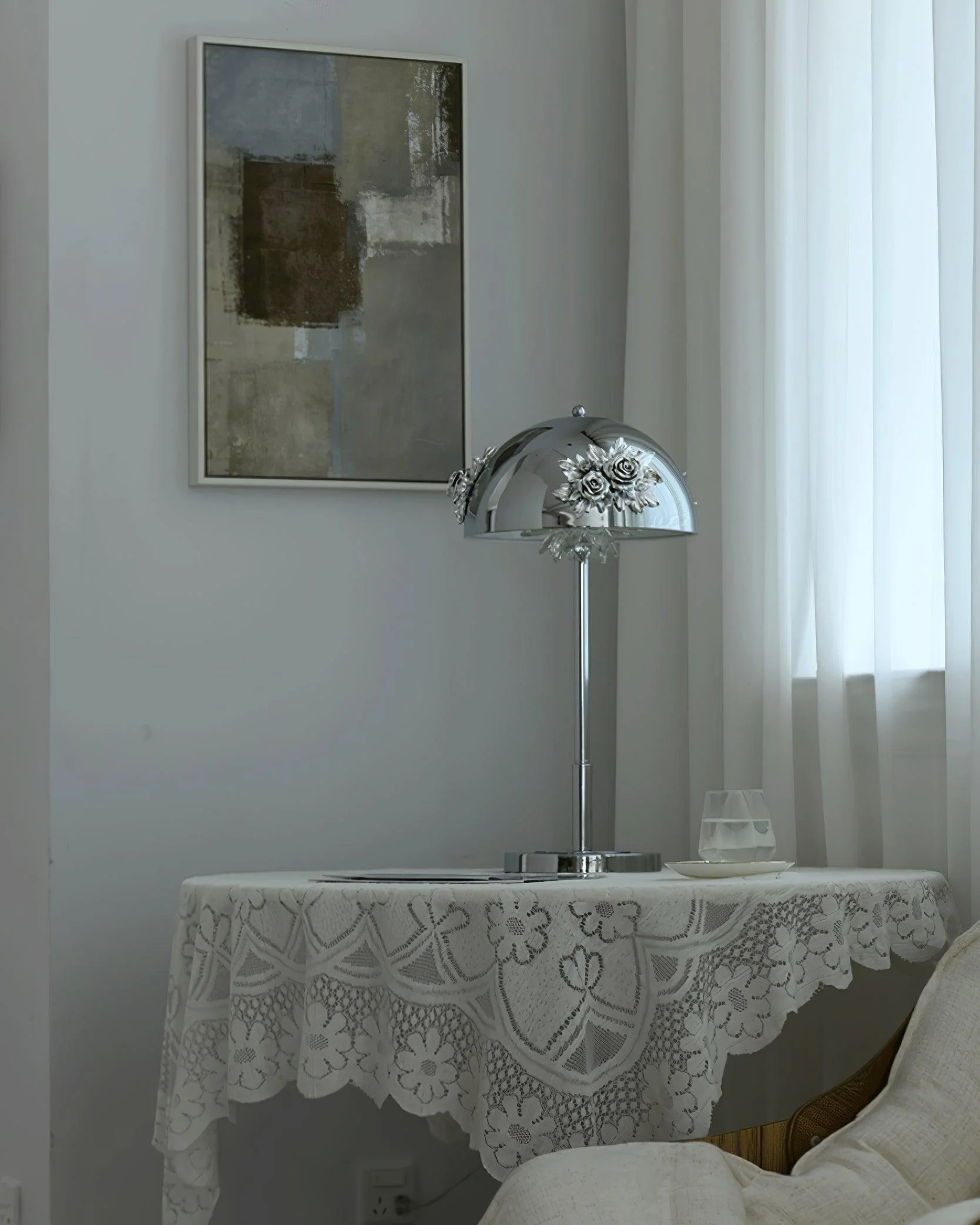 Настольный светильник Meni Table Built-in Battery - ∅30см х 60см, белый, сенсорное управление