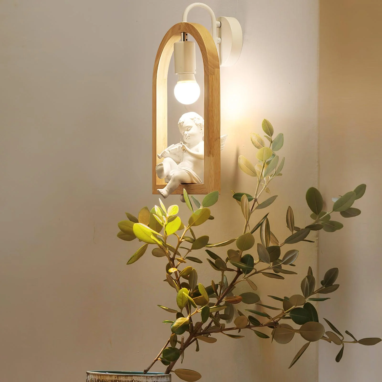 Wood Bird Resin Wall Light - Model B Set of 2 / Wooden