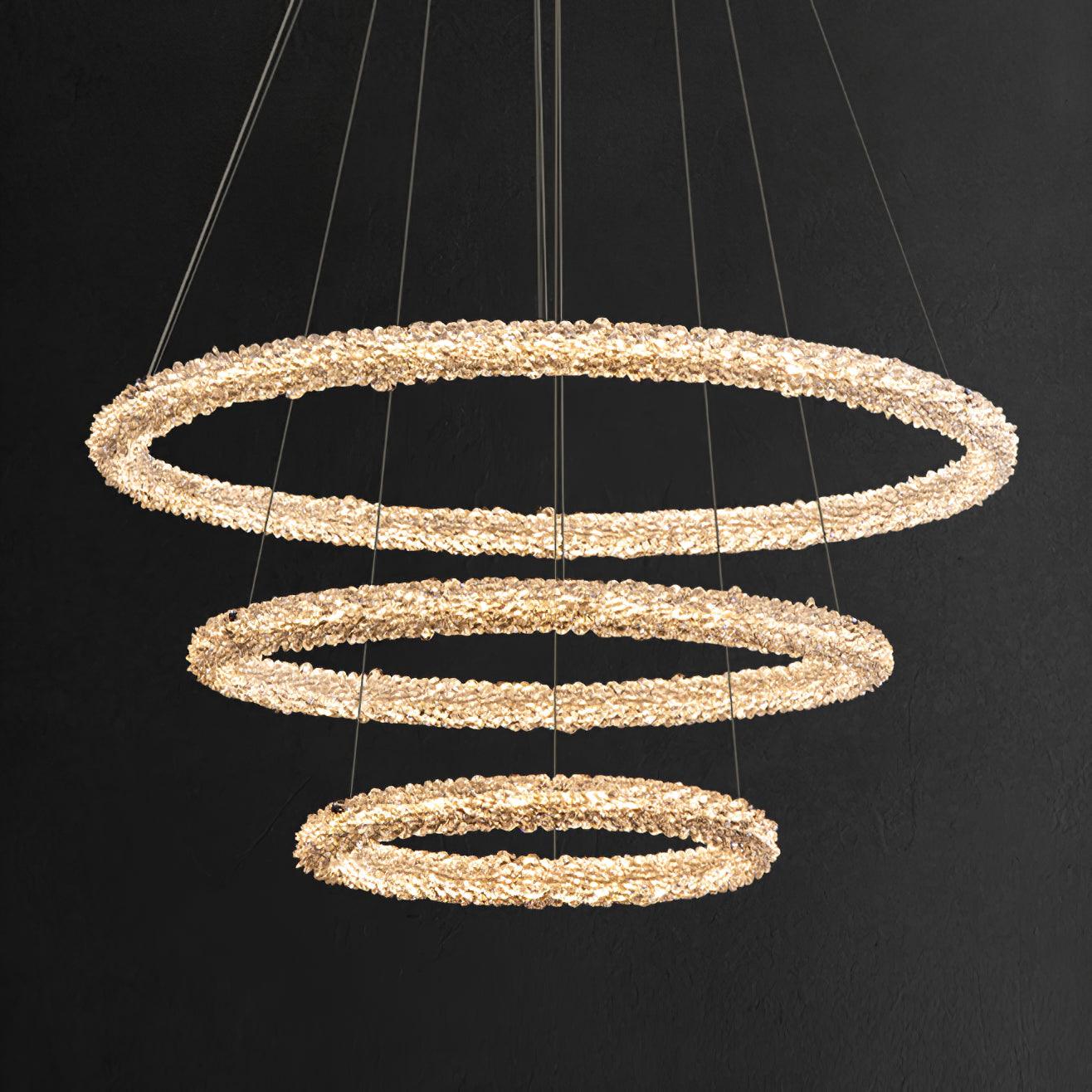 Люстра Ring Crystal - ∅40см + ∅60см, золотой, холодный свет