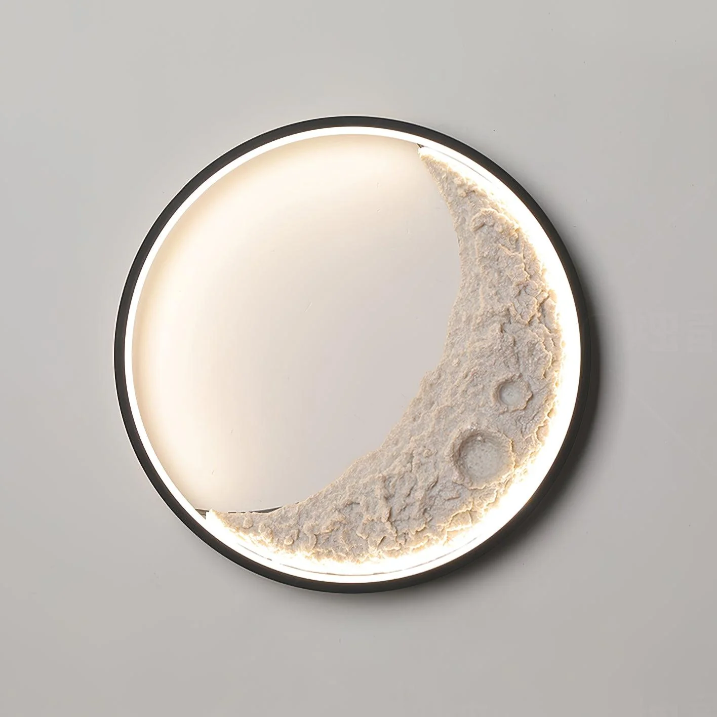 Moon Wall Lamp - Set of 2 ∅ 31.5″ x H 31.5″ / Black+White / Warm Light